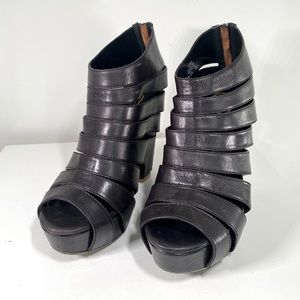 ASH Lotus Cutout Leather Platform Booties